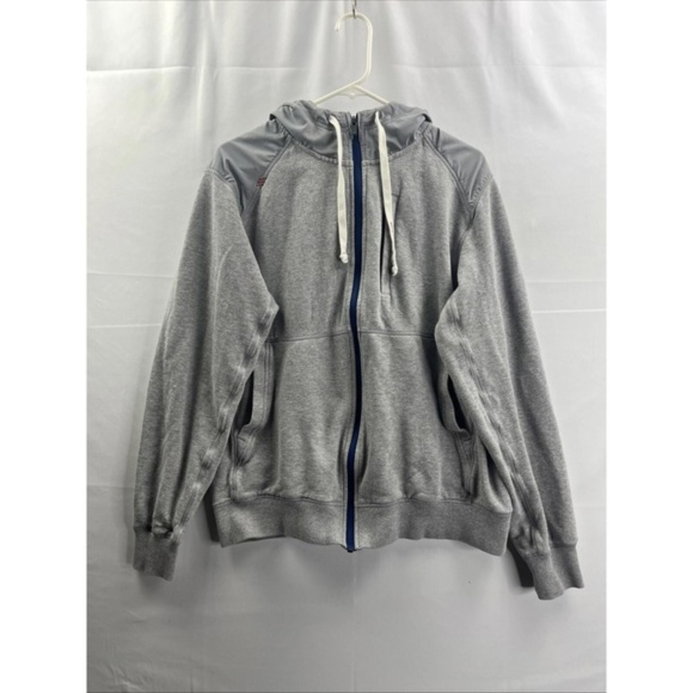 Rhône Mens Grey Cotton Hooded Zipper Long Sleeve Jacket Medium Activewear